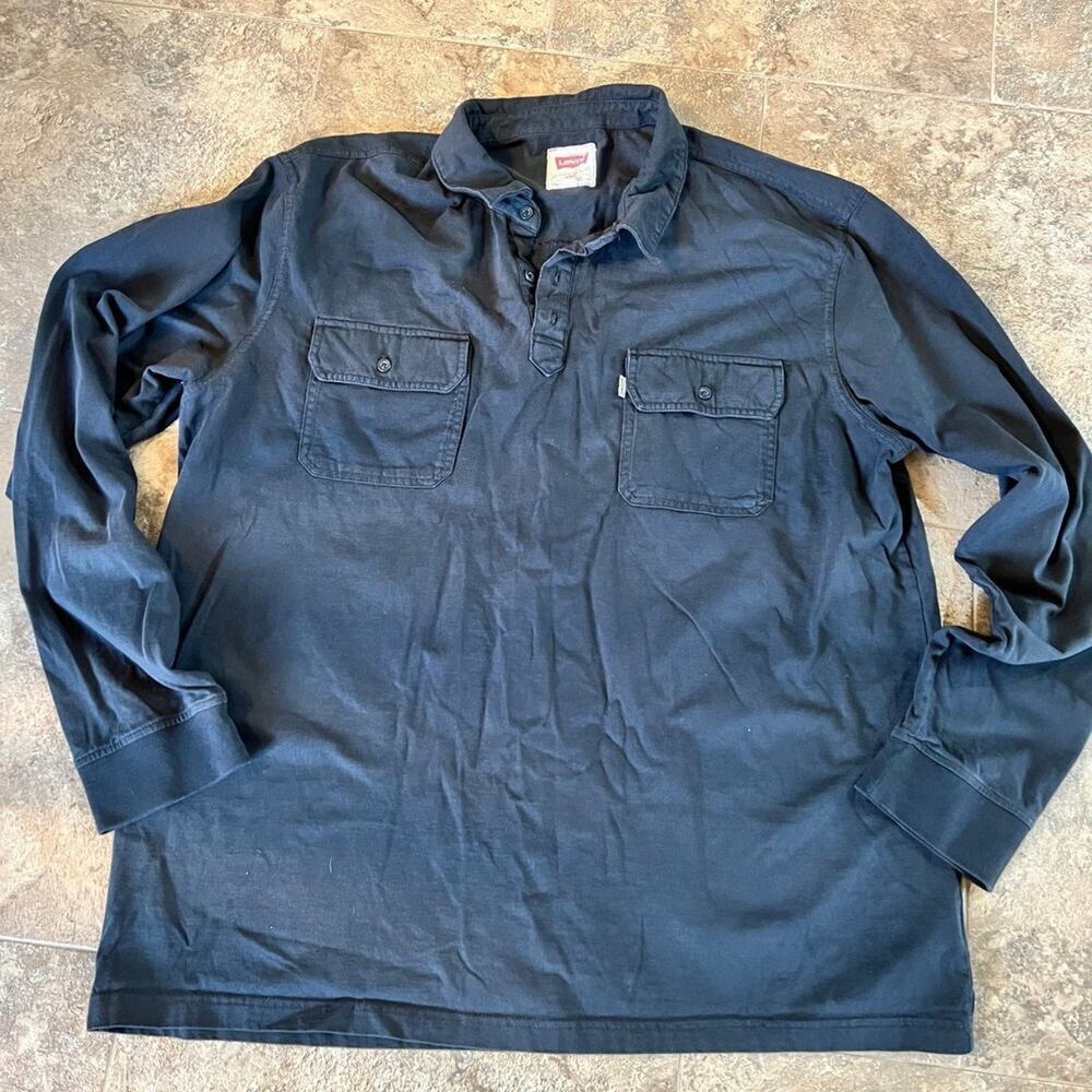 LEVIS black long sleeve henley men's size XXL